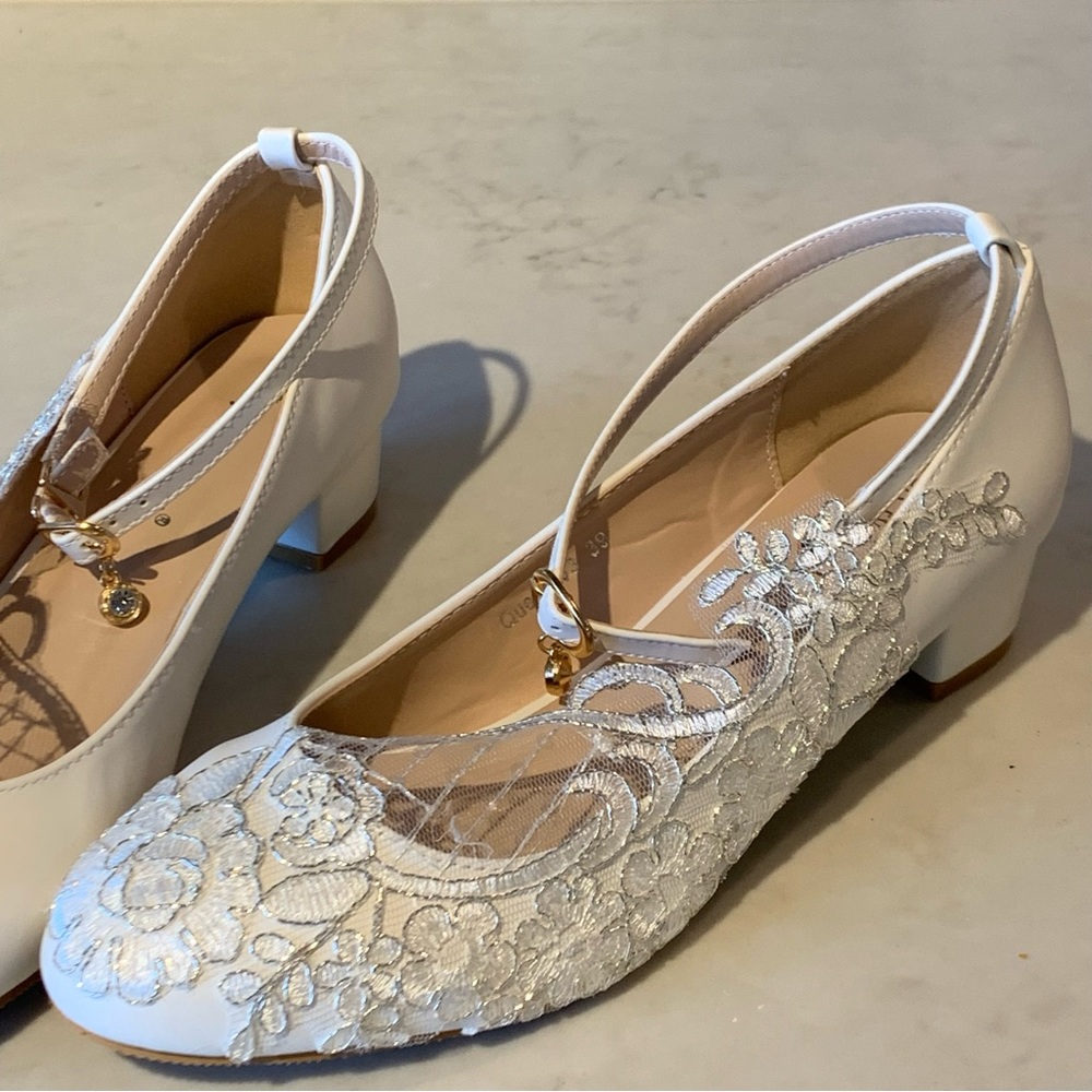 Crystal Queen Women Lace Wedding Shoes size 39 - Picture 9 of 11
